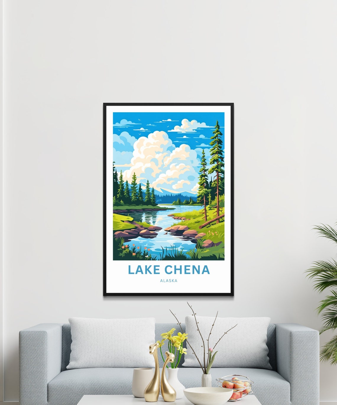 Personalized Lake Chena Alaska Forest Creek Stream View Poster - Image 3
