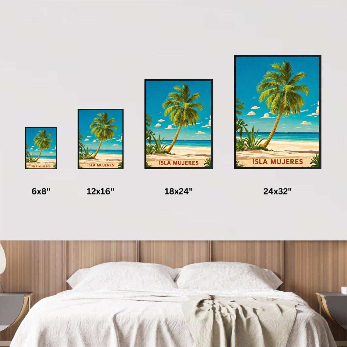 Isla Mujeres Leaning Palm Tree Tropical Beach Vintage Poster - Image 4