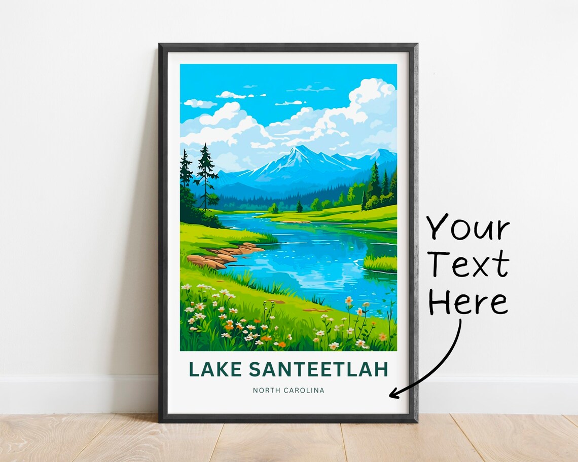 Personalized Lake Santeetlah North Carolina Custom Gift Travel Poster