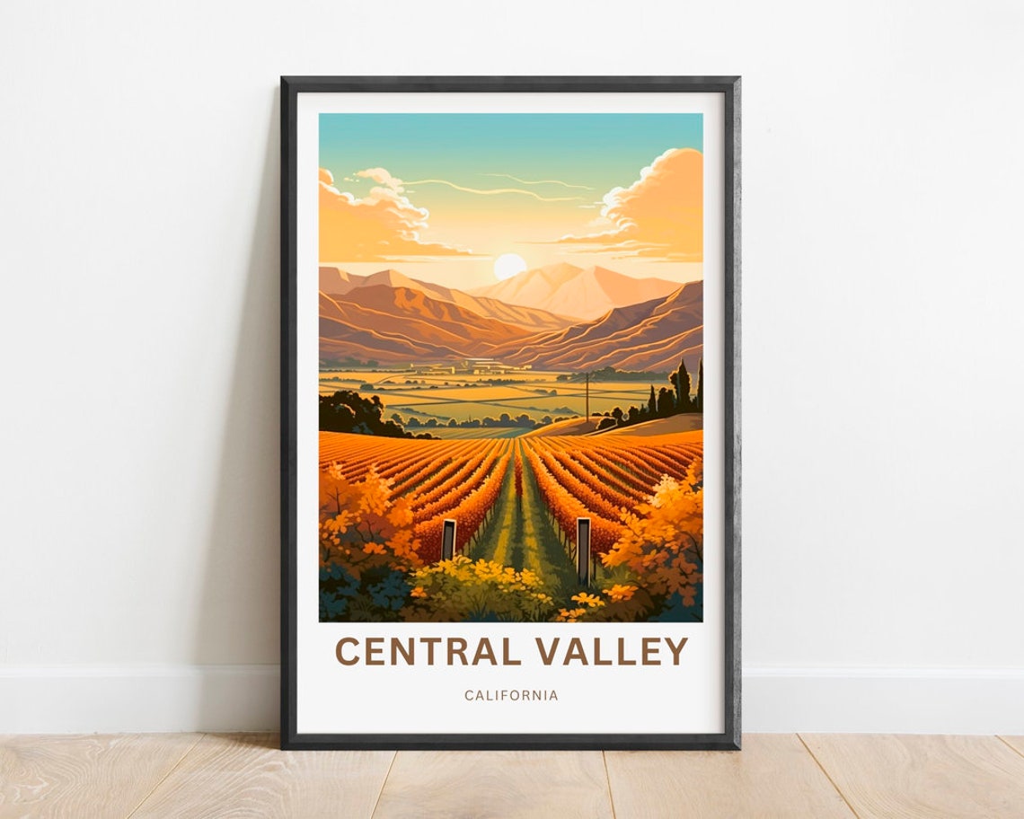 Central Valley California Vineyard Sunset Landscape View Poster