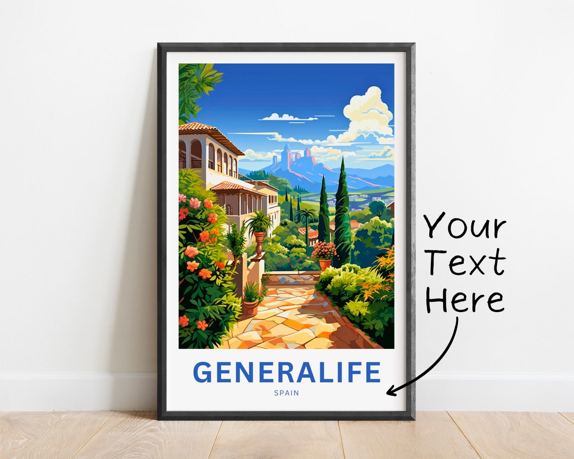 Generalife Spain Personalized Stone Path Garden Terrace Poster