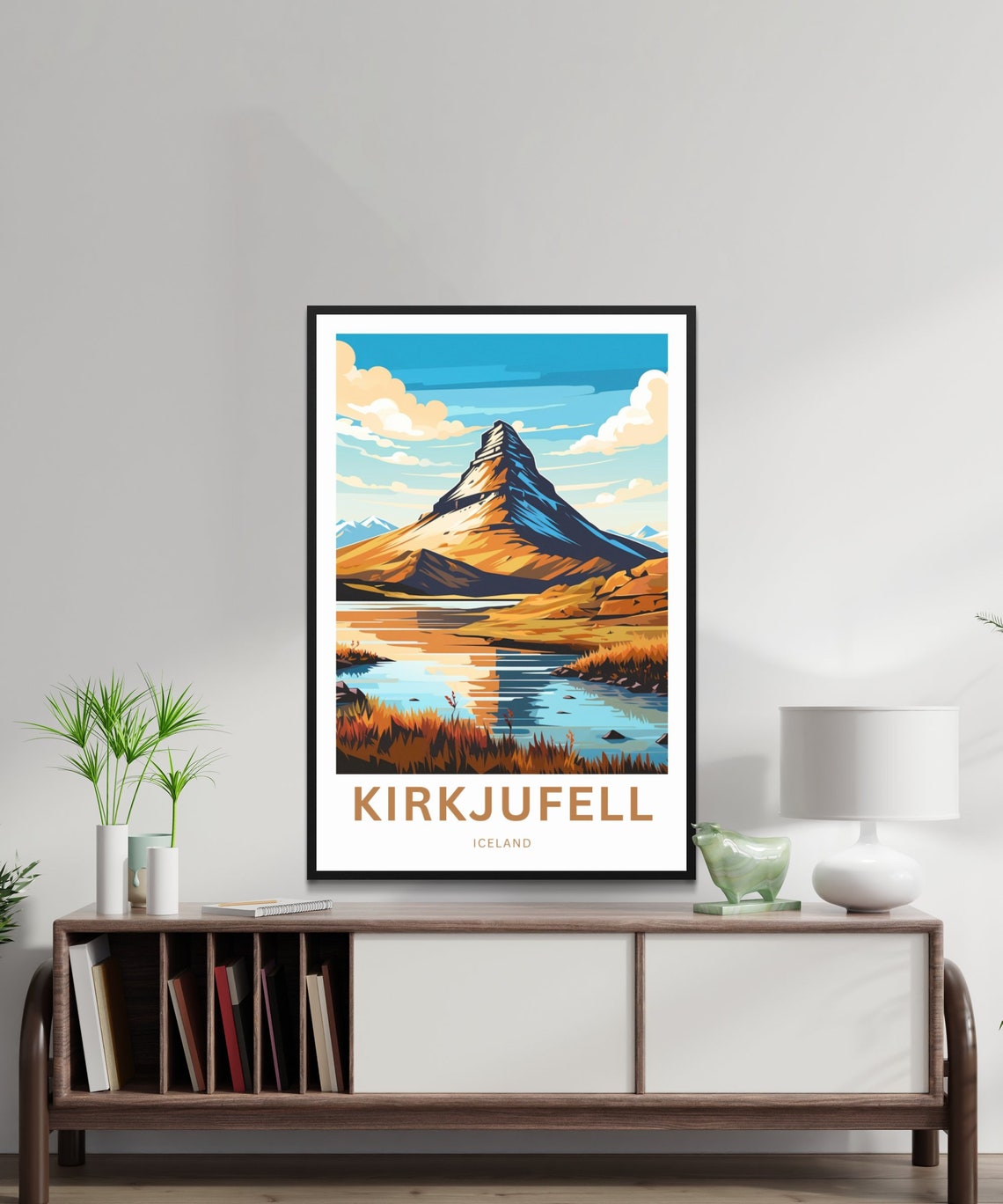 Kirkjufell Iceland Travel Poster Autumn Peak Lake Reflection Art - Image 2