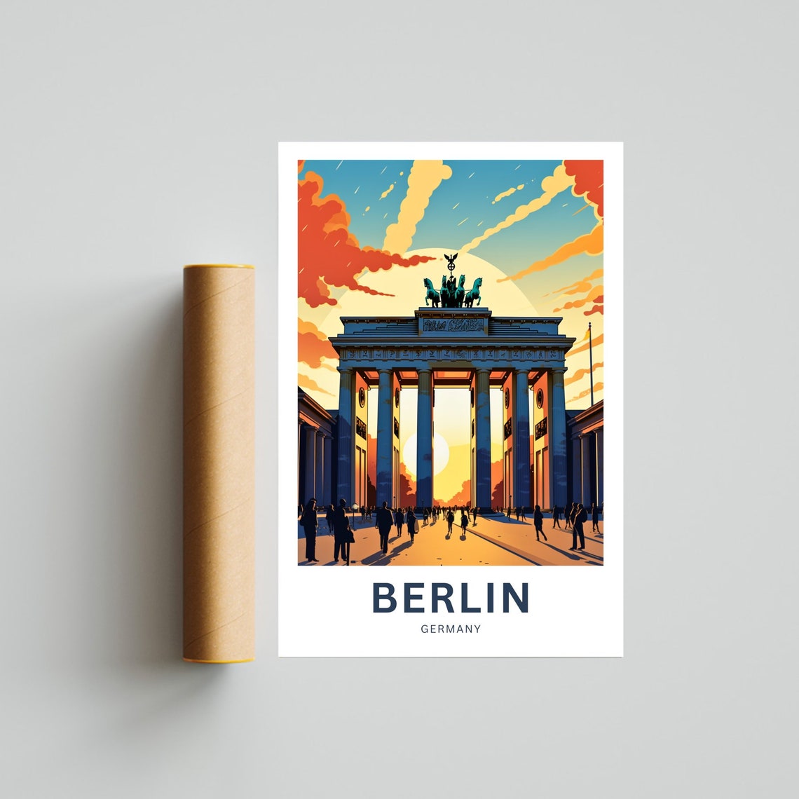 Berlin Germany Brandenburg Gate Sunset Landmark Travel Poster - Image 4
