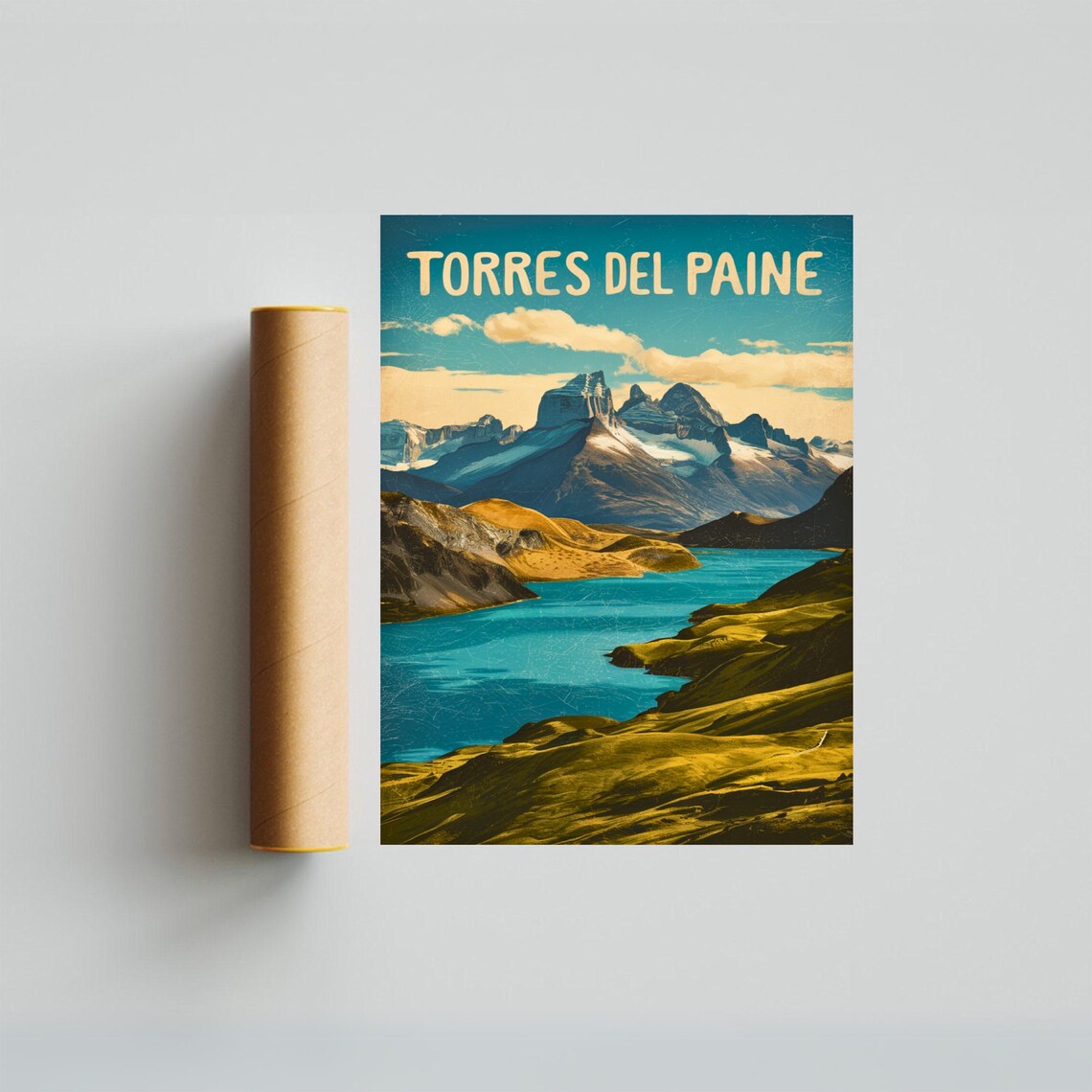 Torres Del Paine Patagonia Mountains Lake Vintage Travel Poster - Image 3