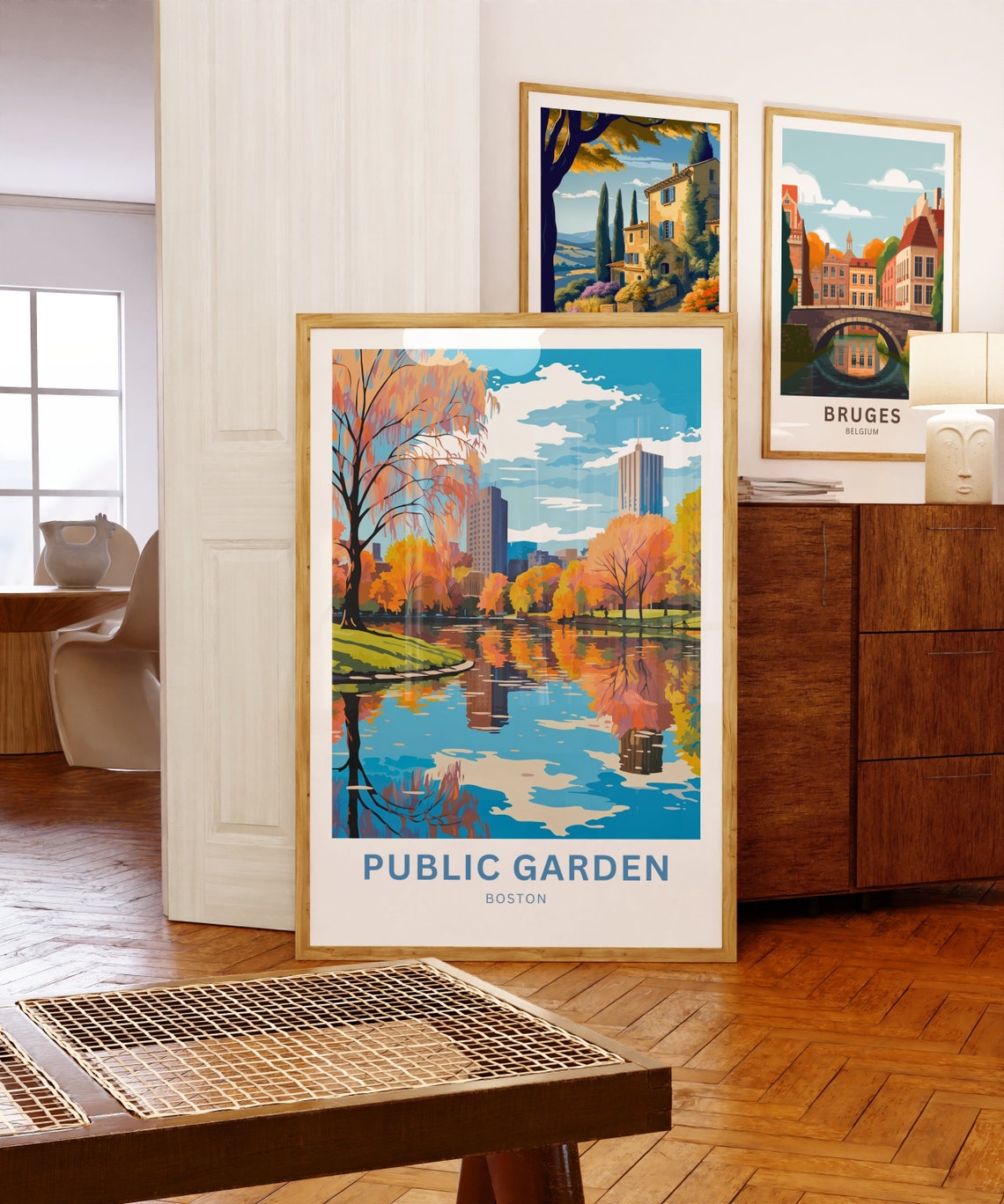 Boston Public Garden Autumn Pond Reflections Willow Scenic Poster - Image 5