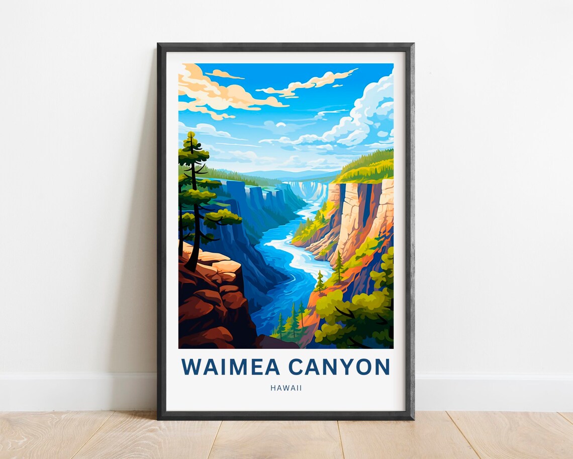 Waimea Canyon Hawaii Dramatic River Gorge Scenic Travel Art Poster