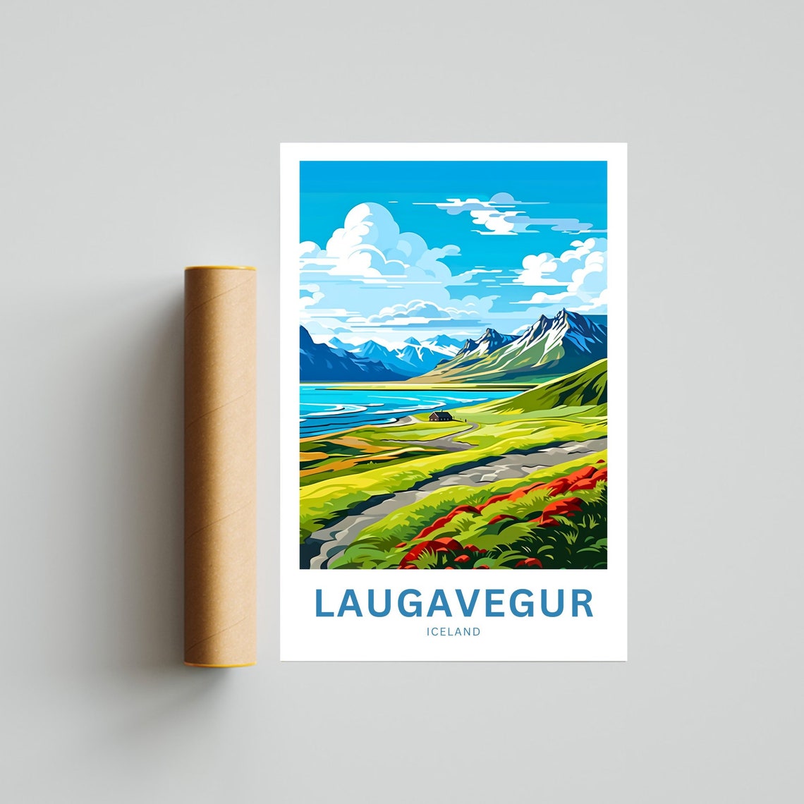Laugavegur Iceland Personalized Green Valley Trail Art Poster - Image 4