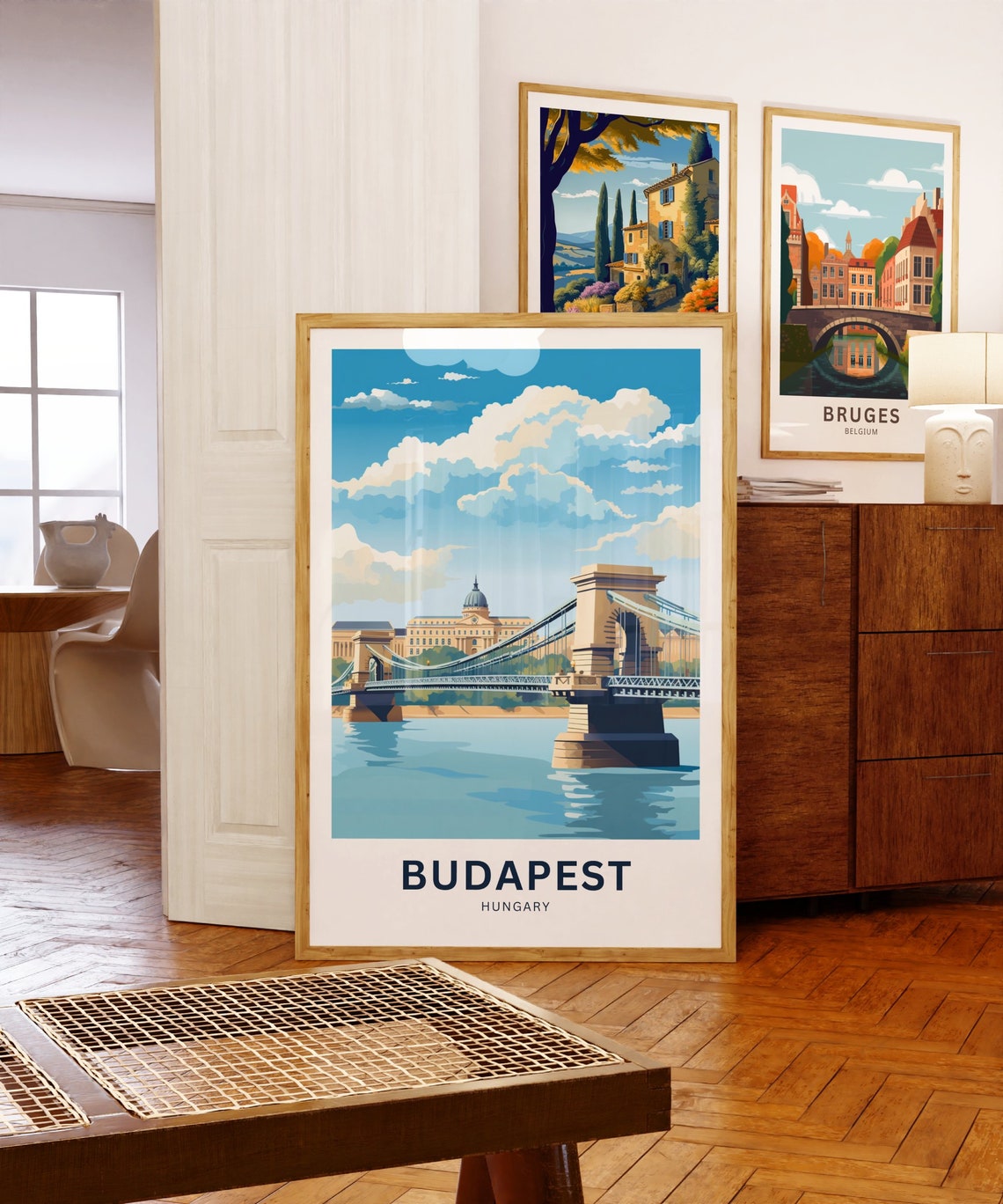 Budapest Hungary Chain Bridge Danube River Landmark Travel Poster - Image 5