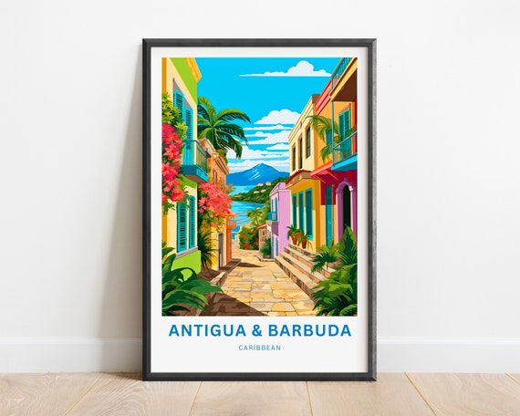 Antigua And Barbuda Travel Print Antigua And Barbuda Poster Caribbean Wall Art Gift Antigua And Barbuda Decor Present Personalized Text