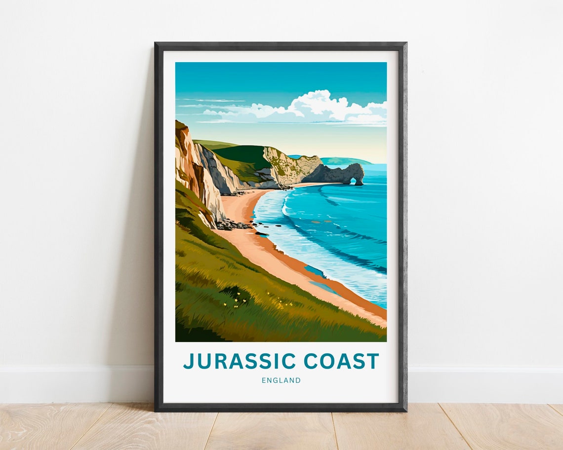Jurassic Coast England Durdle Door Limestone Arch Beach Poster