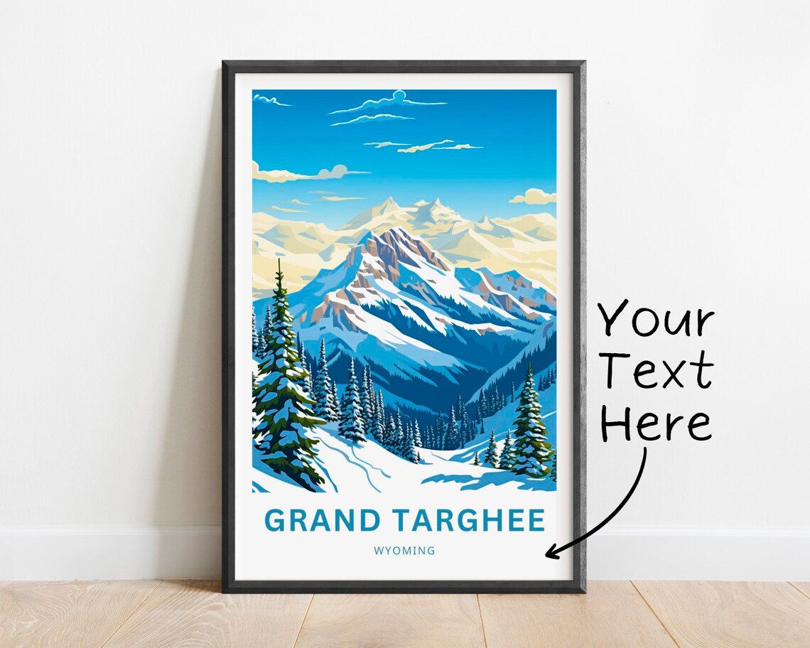 Personalized Grand Targhee Wyoming Snowy Slopes Custom Travel Poster