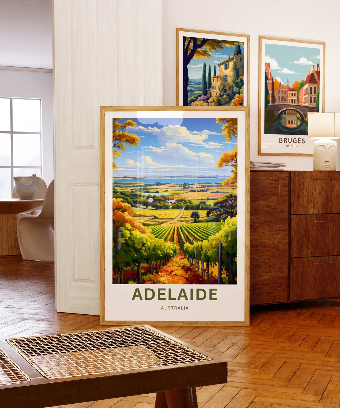 Personalized Adelaide Australia Vineyard Vintage Travel Poster Hills - Image 5