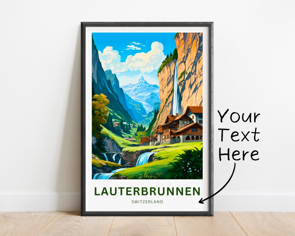 Personalized Lauterbrunnen Switzerland Alpine Valley Falls Poster