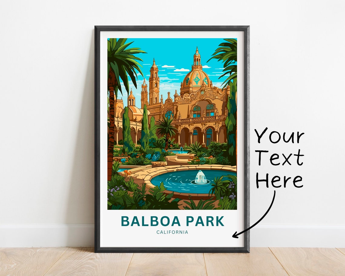 Personalized Balboa Park California Grand Fountain Courtyard Poster