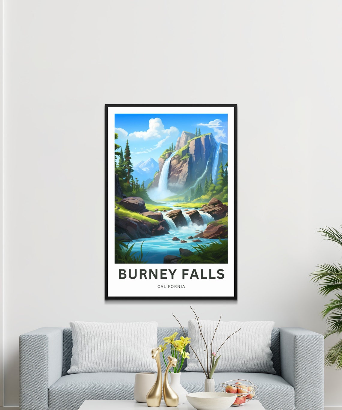 Burney Falls California Majestic Waterfall Turquoise Pool Poster - Image 3