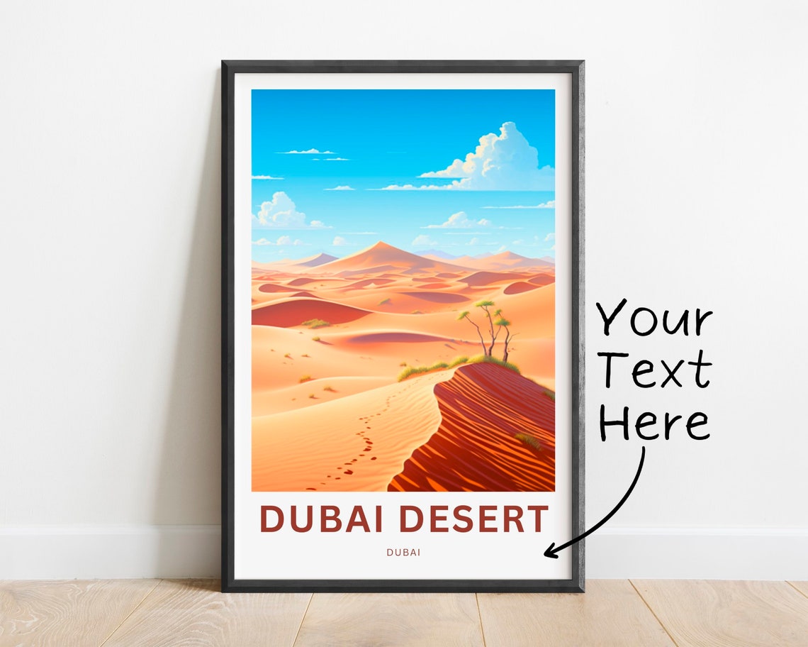 Personalized Dubai Desert Golden Sand Dunes Travel Poster Gift