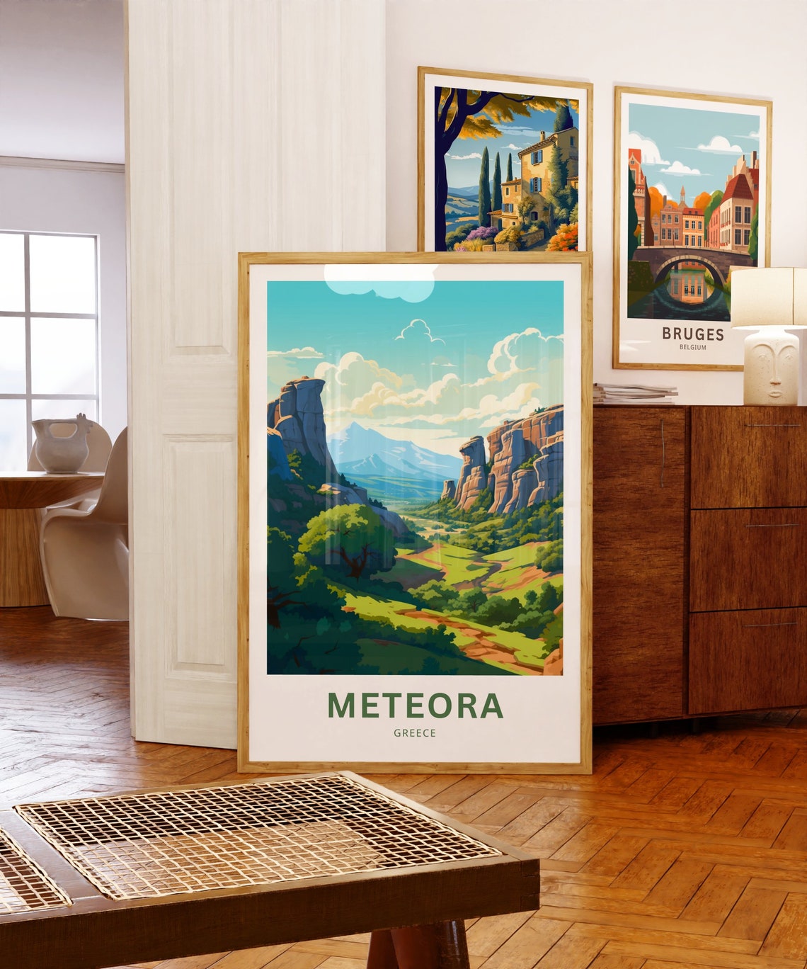 Meteora Greece Rock Pillars Green Valley Scenic Travel Poster - Image 3