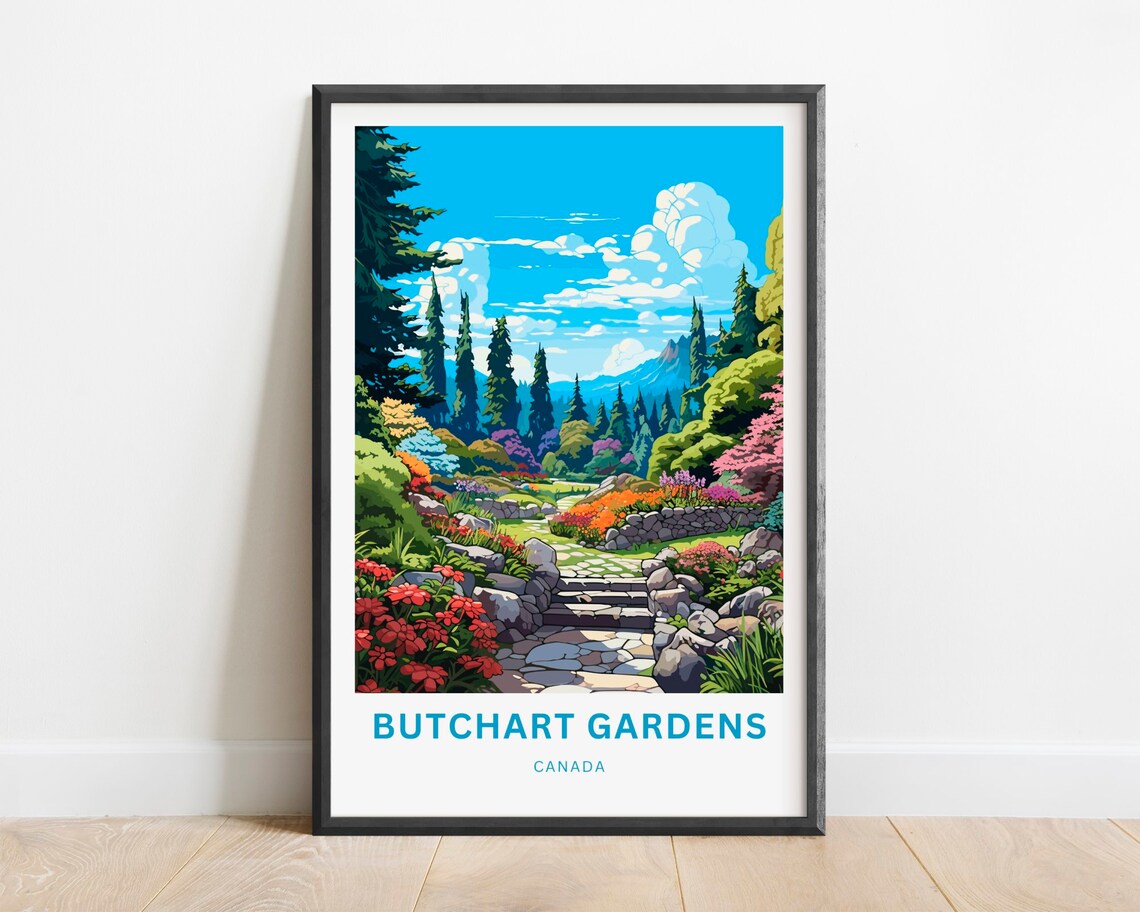 Butchart Gardens Travel Poster, Canada Wall Art