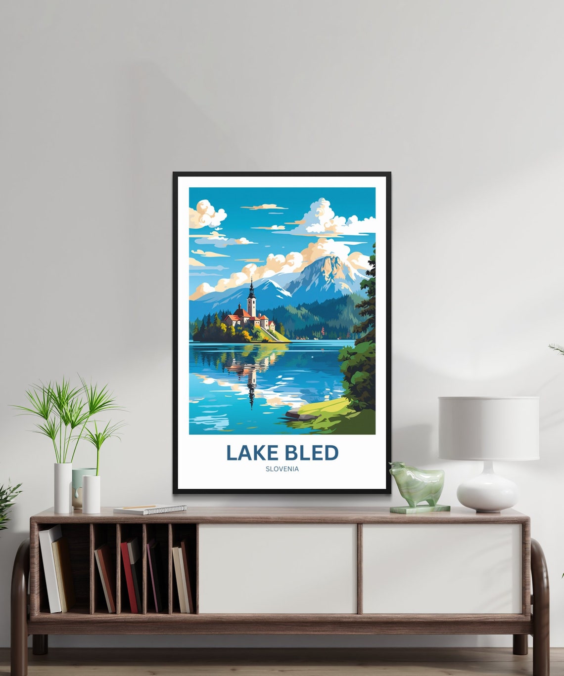 Lake Bled Slovenia Island Church Mountains Personalized Travel Poster - Image 2