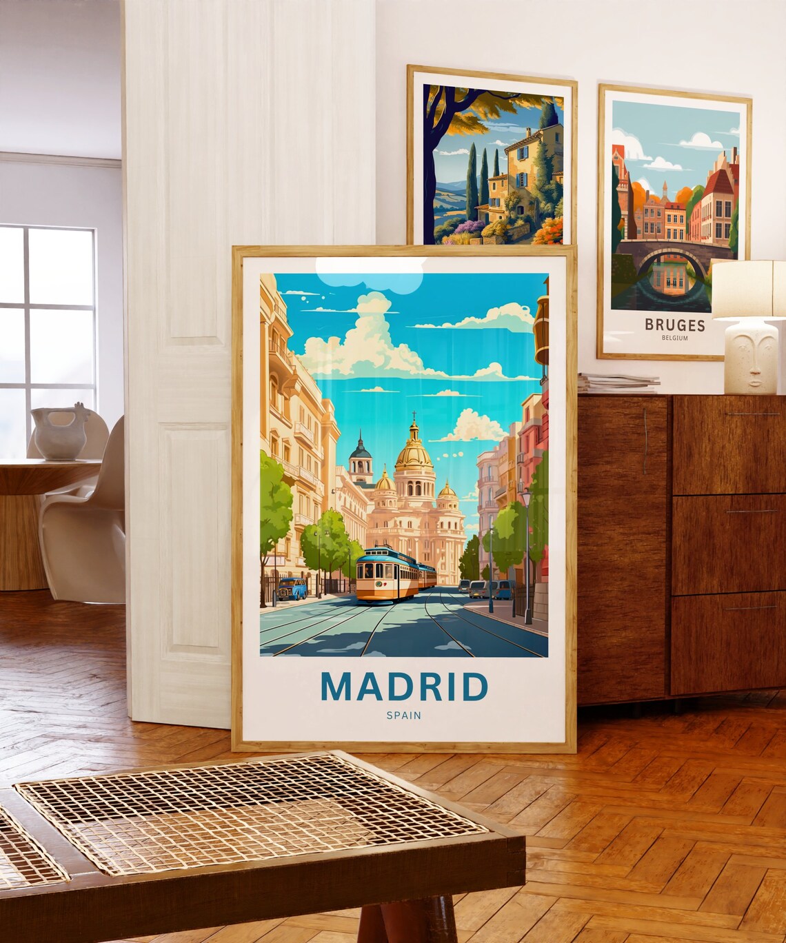 Madrid Spain Personalized Vintage Tram Street Cityscape Poster - Image 5