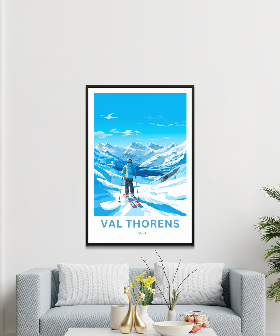 Val Thorens France Alpine Skier Snowy Slopes Winter Ski Resort Poster - Image 3
