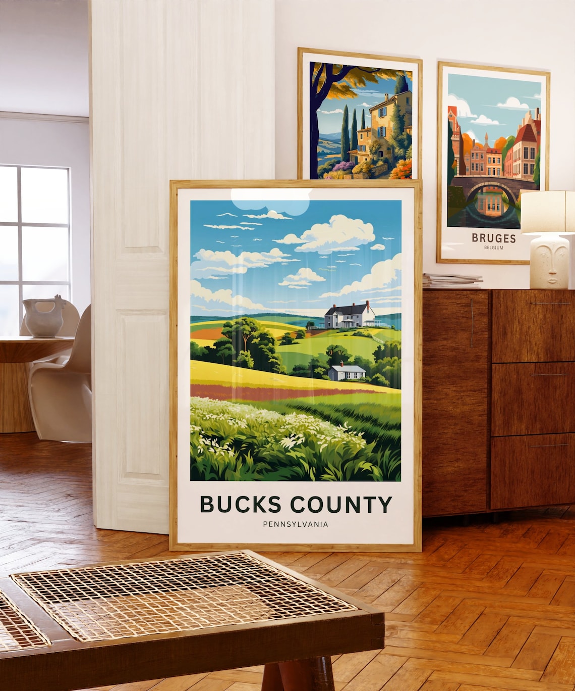 Personalized Bucks County Pennsylvania Farmhouse Hills Travel Poster - Image 5