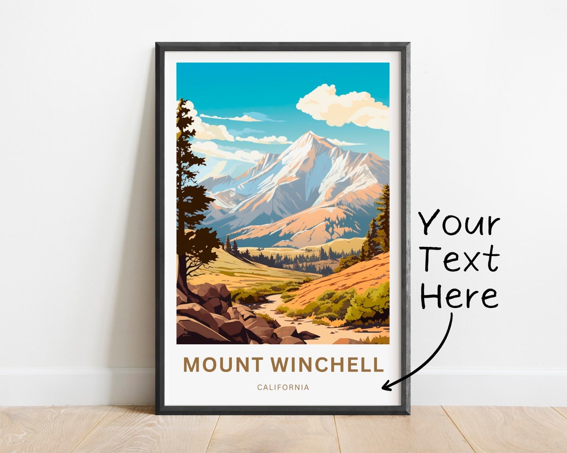 Personalized Mount Winchell California Snowy Peak Valley Travel Poster