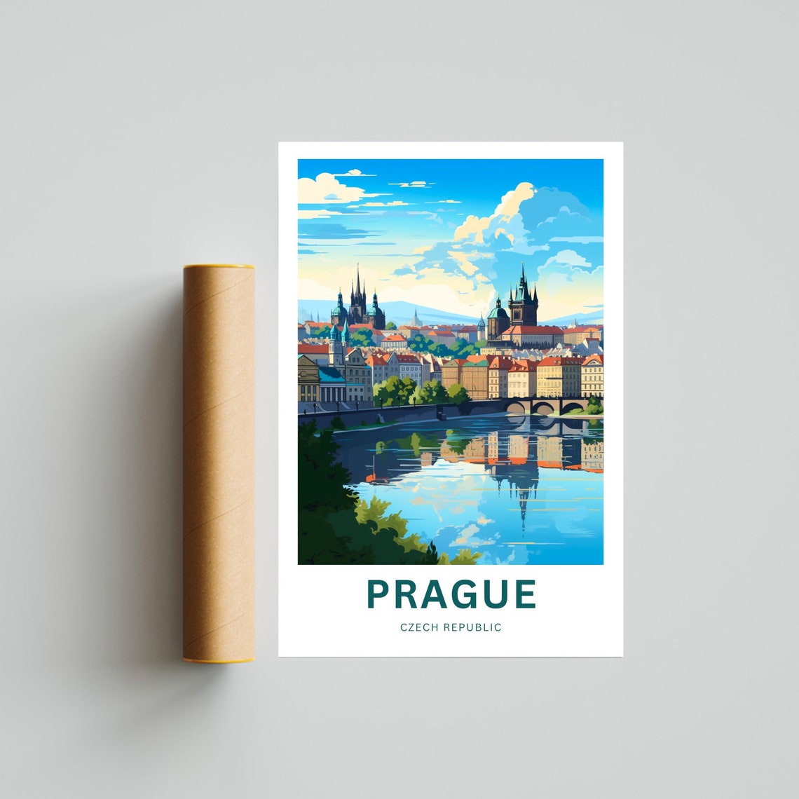 Personalized Prague Czech Republic Vintage Travel Poster Old Town Art - Image 4