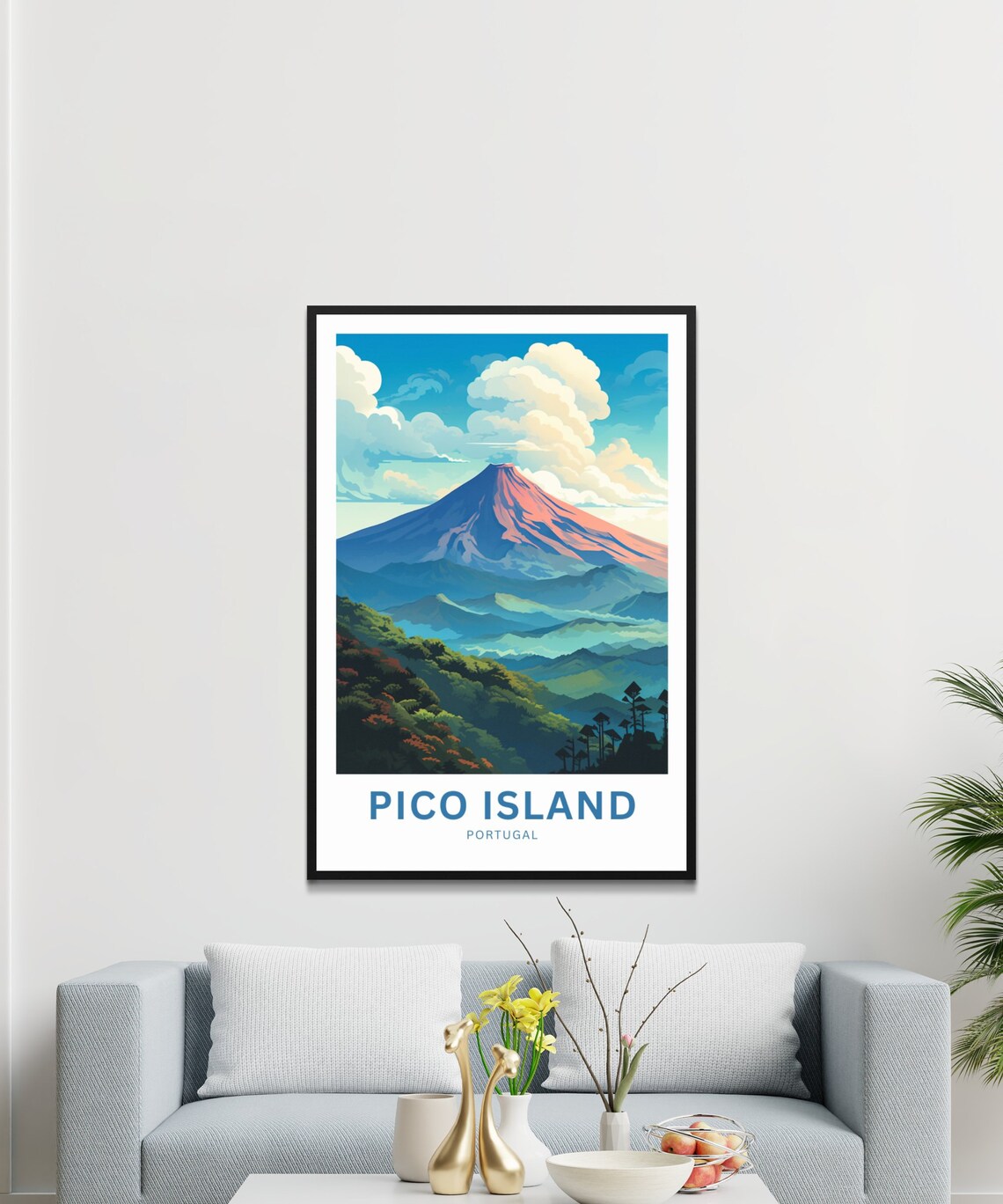Pico Island Portugal Volcanic Mountain Peak Vista Majestic Poster - Image 3