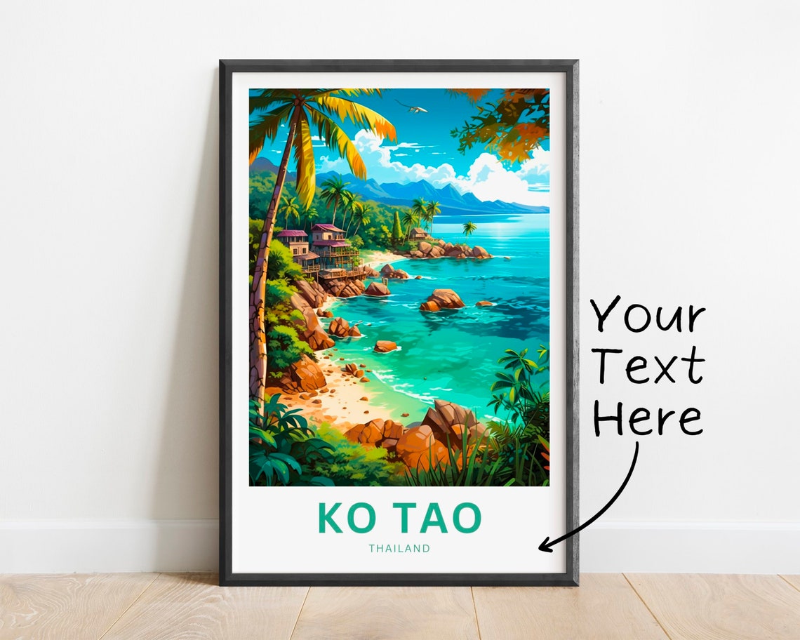Personalized Ko Tao Thailand Turquoise Cove Custom Travel Poster
