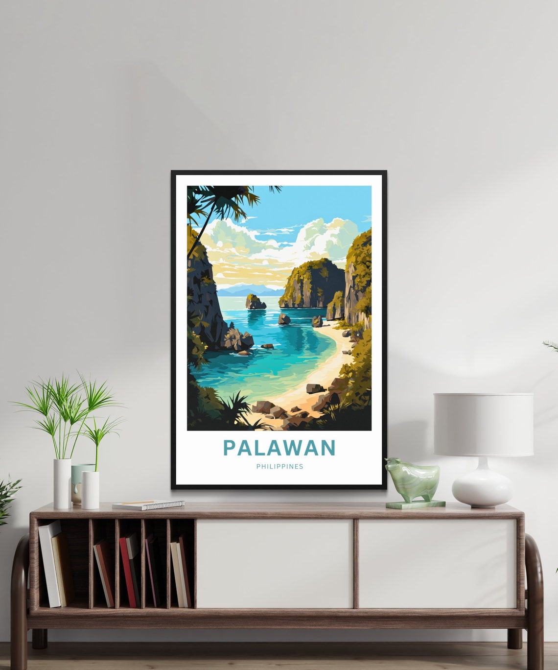 Palawan Philippines Travel Poster Hidden Lagoon Karst Cliffs Beach Art - Image 2