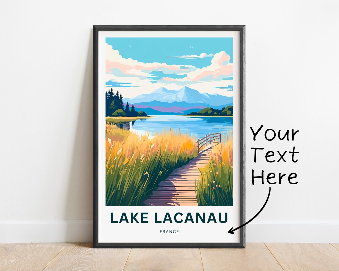 Personalized Lake Lacanau France Boardwalk Reeds Travel Poster
