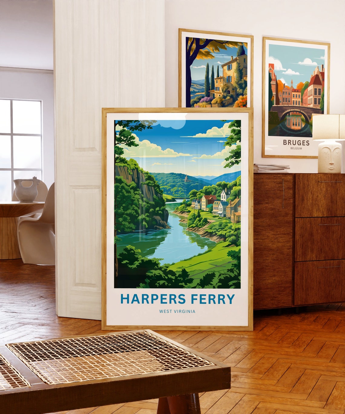 Harpers Ferry West Virginia River Valley Cliff Town Travel Poster - Image 5