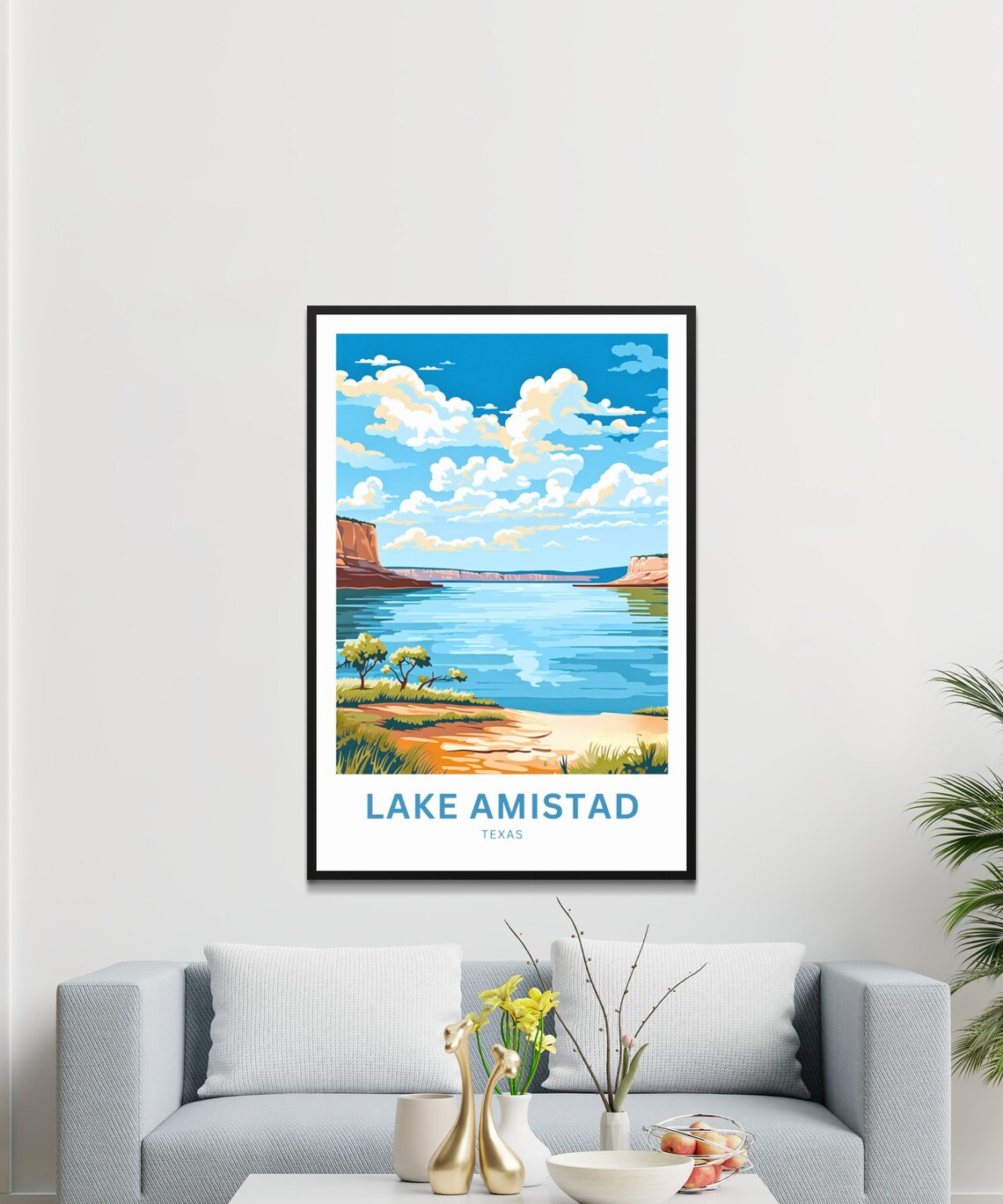 Lake Amistad Texas Red Canyon Cliffs Wide Water Vista Poster - Image 3