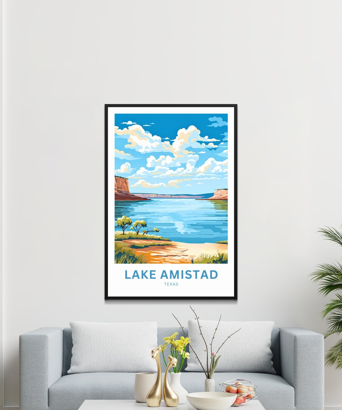 Personalized Lake Amistad Texas Reservoir Red Rock Shore Poster - Image 3