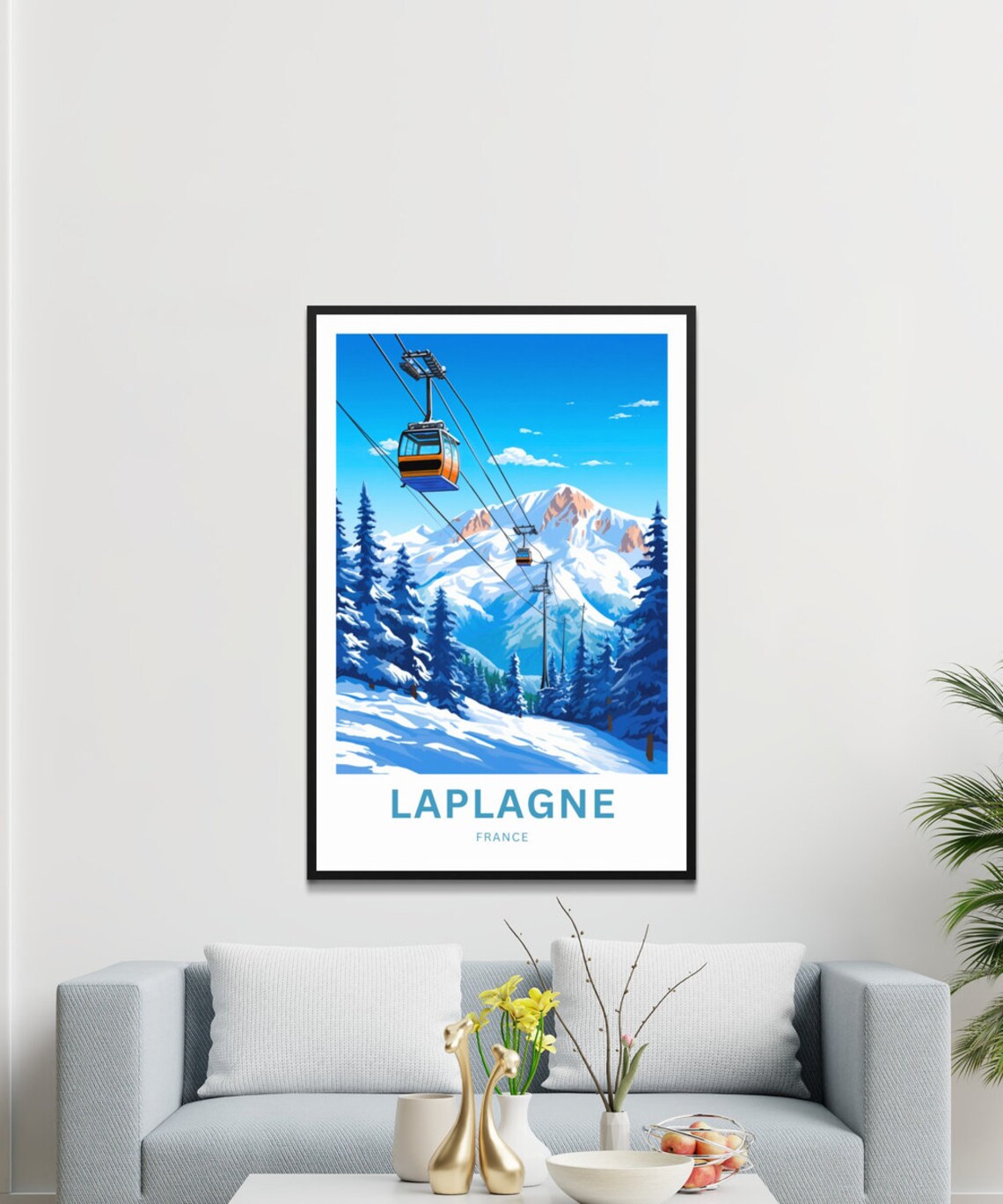 Laplagne France Customizable Alpine Ski Gondola Travel Poster - Image 3