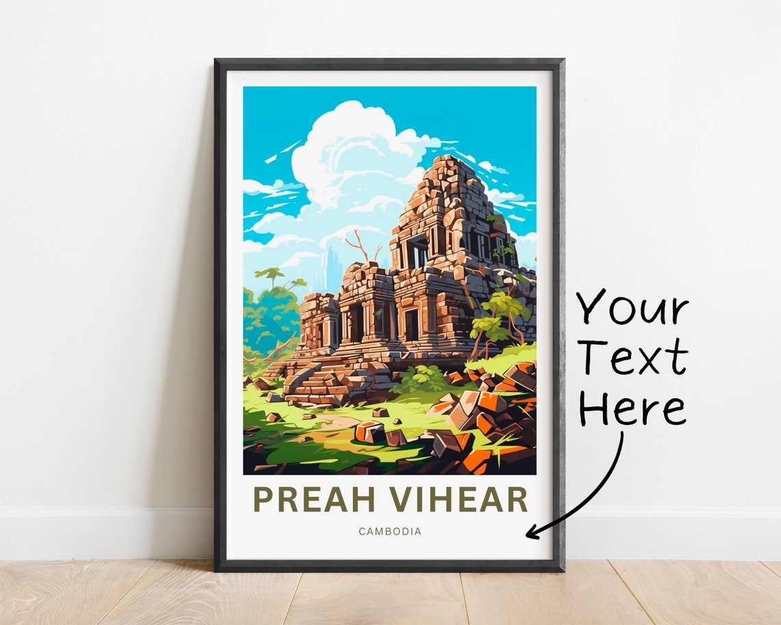 Preah Vihear Cambodia Personalized Ruined Temple Travel Poster
