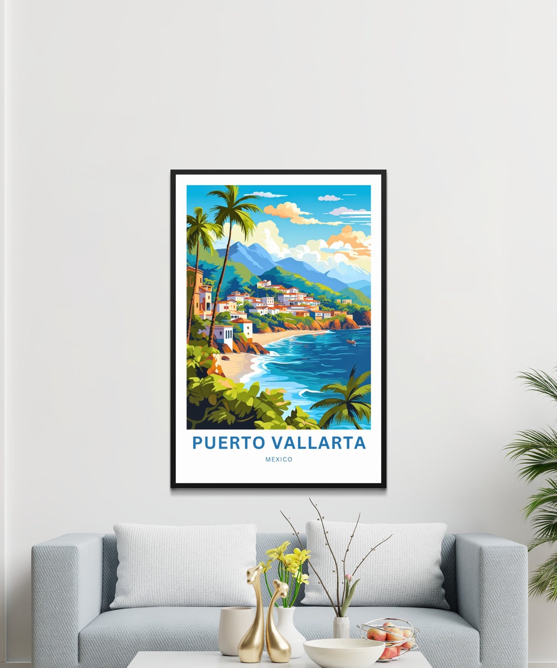 Puerto Vallarta Mexico Rooftop Bay Sailboats View Travel Poster - Image 3