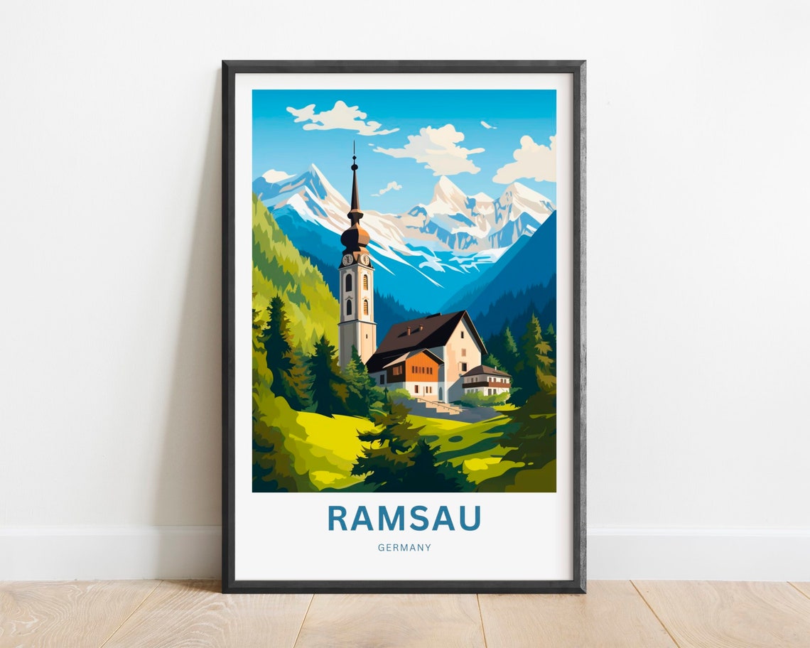 Ramsau Germany Village Church In A Green Mountain Valley Poster