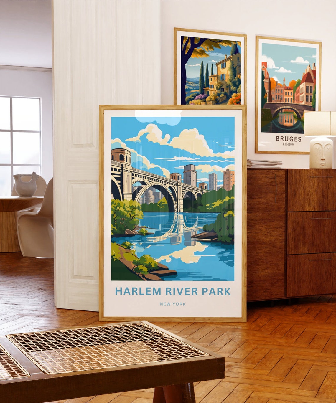 Harlem River Park New York Historic Bridge Retro Travel Poster - Image 5