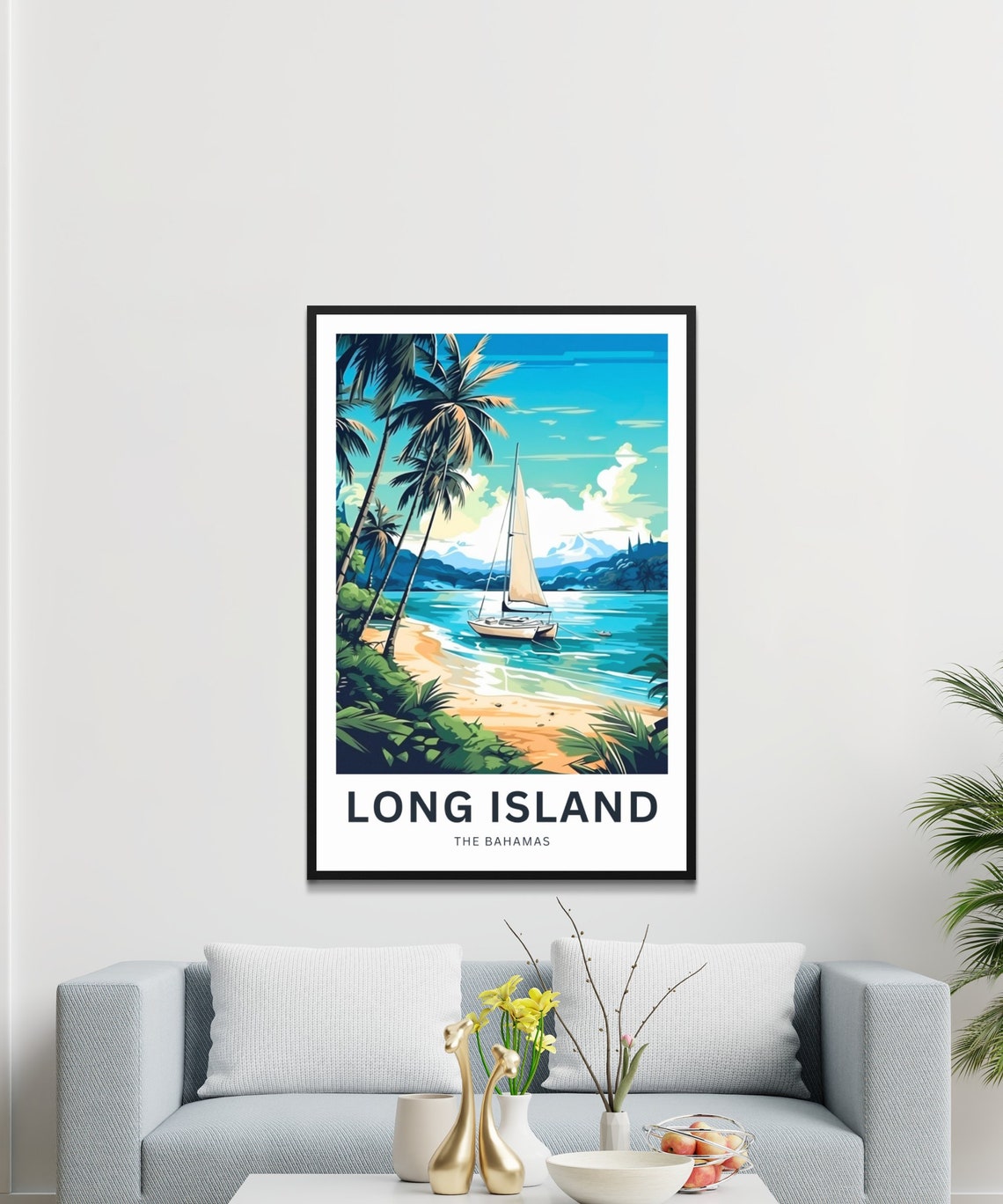 Personalized Long Island Travel Print Long Island Poster Bahamas Wall Art Framed Present Gift Bahamas Present - Image 3