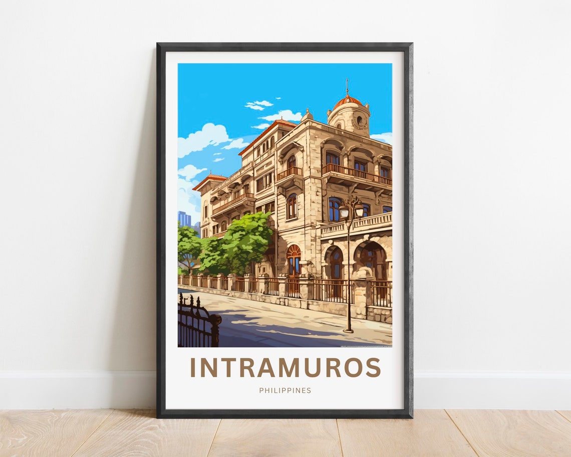 Intramuros Philippines Colonial Stone Heritage Building Travel Poster