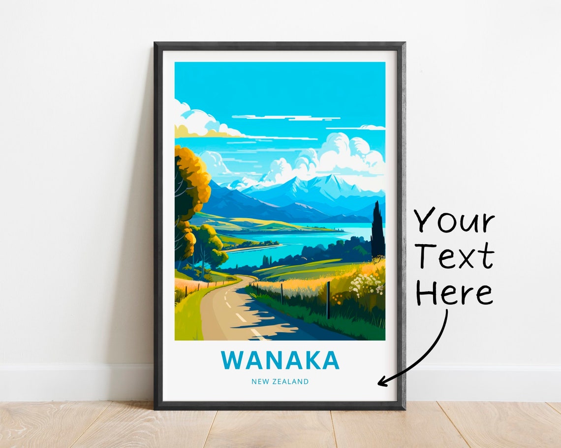Wanaka New Zealand Lake Road Personalized Custom Travel Poster