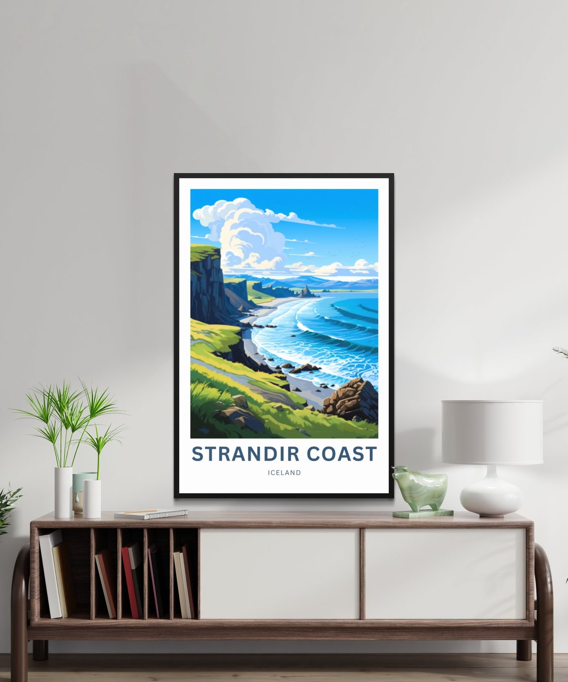 Strandir Coast Iceland Ocean Cliffs Beach Bright Travel Poster - Image 2