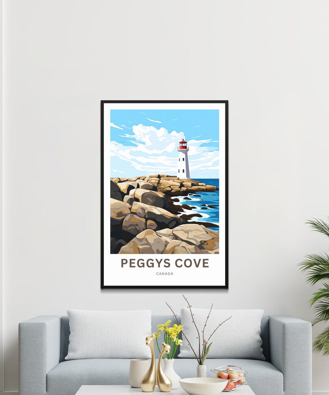 Peggys Cove Canada Lighthouse Rocky Shore Personalized Travel Poster - Image 3