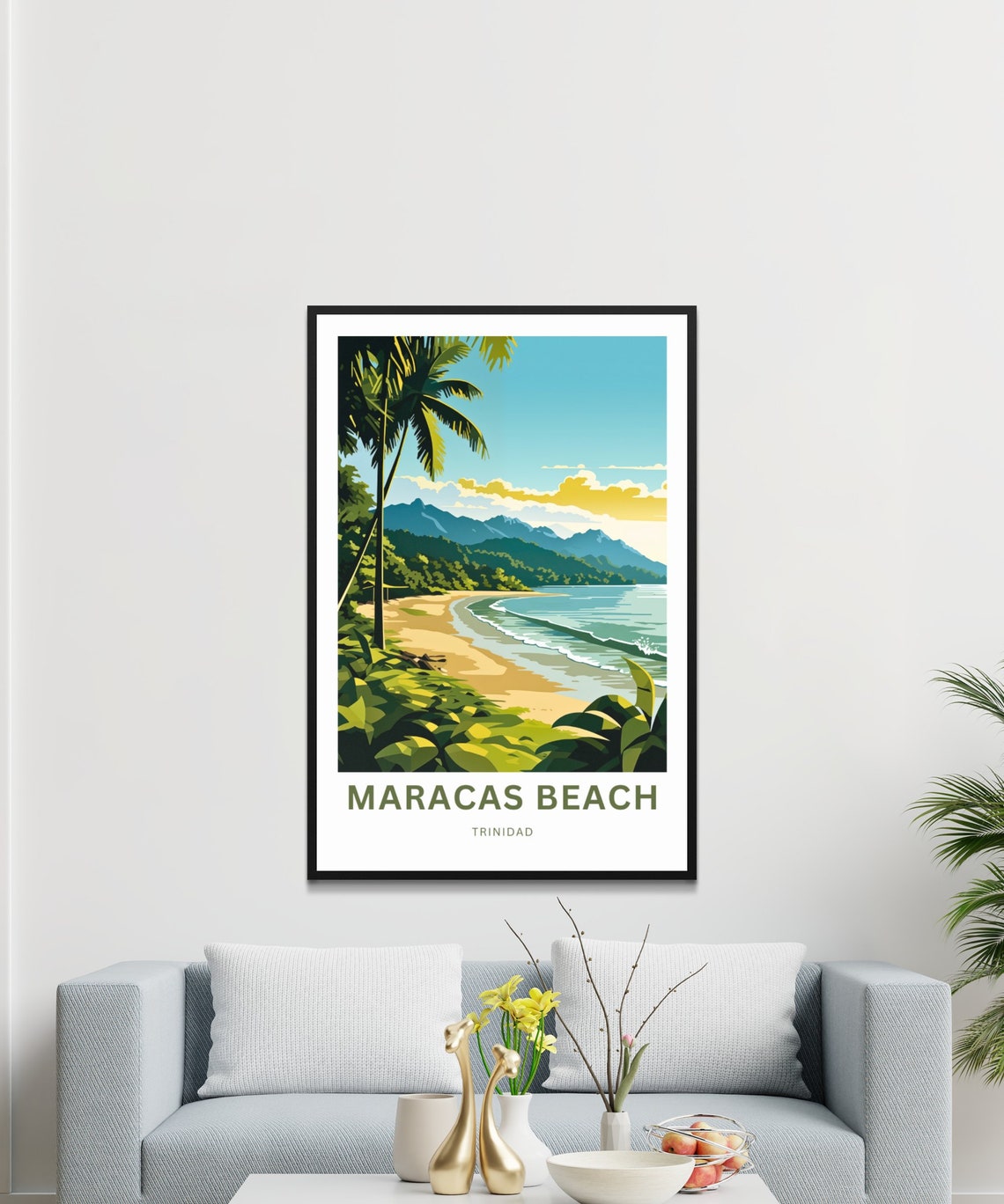 Maracas Beach Trinidad Tropical Palm Beach Bay Travel Poster - Image 3