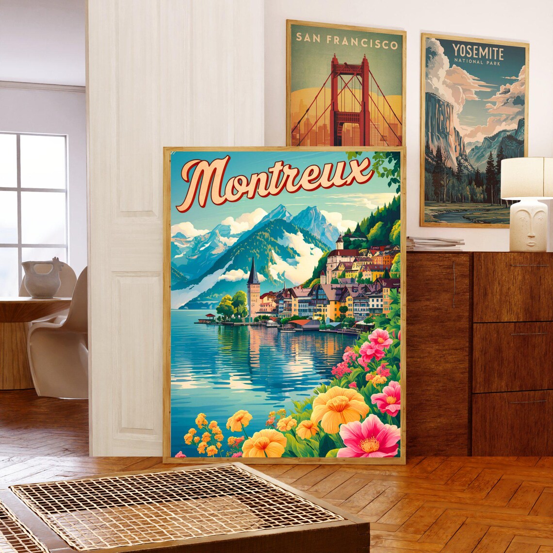 Montreux Vintage Travel Poster, Switzerland Art Print - Image 5