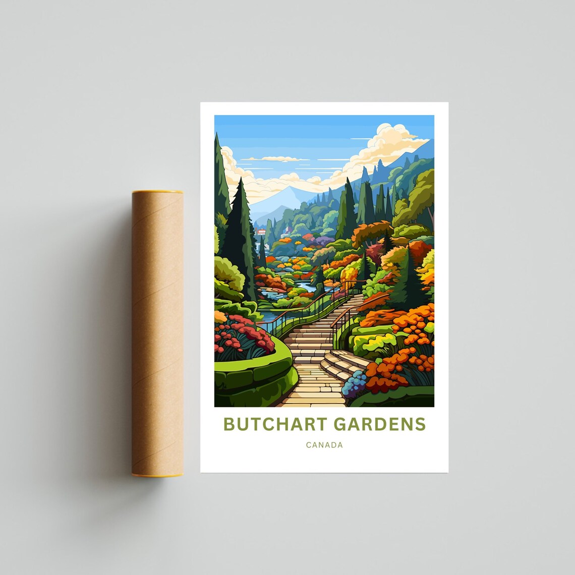 Butchart Gardens Canada Vibrant Terraced Garden Pathway Travel Poster - Image 4