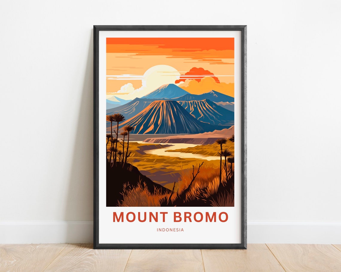 Mount Bromo Indonesia Sunrise Volcano Caldera Landscape Travel Poster