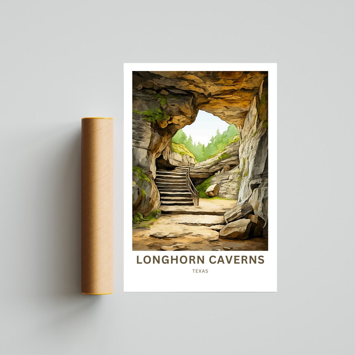 Longhorn Caverns Texas Stone Stair Cave Passage Nature Poster - Image 4